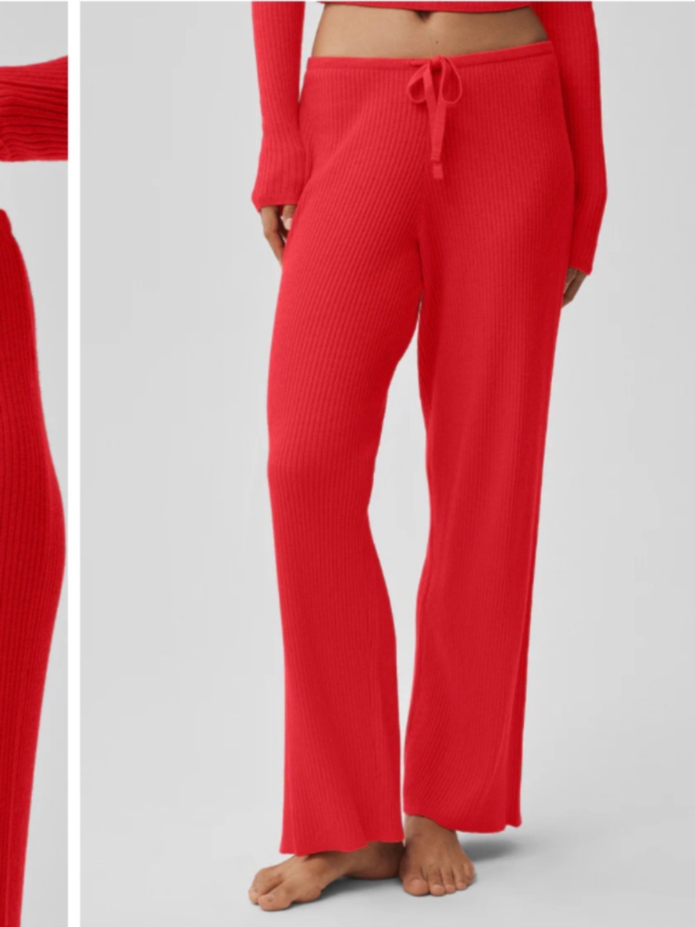 NWT Alo Sweater Knit Mid-Rise Unwind Leg Pant - Bright Red, L